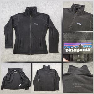 Patagonia Jacket Womens S Small Micro D Black Full Zip Fleece Alexion Embroider